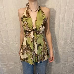 Y2K paisley print Halter top